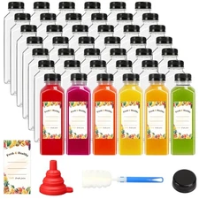 42PCS 16oz Plastic Juice Bottles with Caps Reusable For Juicing Smoothies
