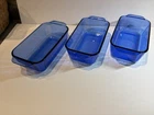 Lot of 3 Vintage PYREX Cobalt Blue Glass Loaf Pan #213-R Bakeware Ovenware 1.5QT