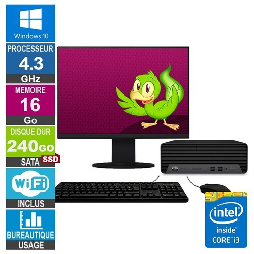 HP ProDesk 400 G7 SFF i3-10100 4.30GHz 16Go/240Go SSD Wifi W10 + Ecran 22 - Photo 1/1