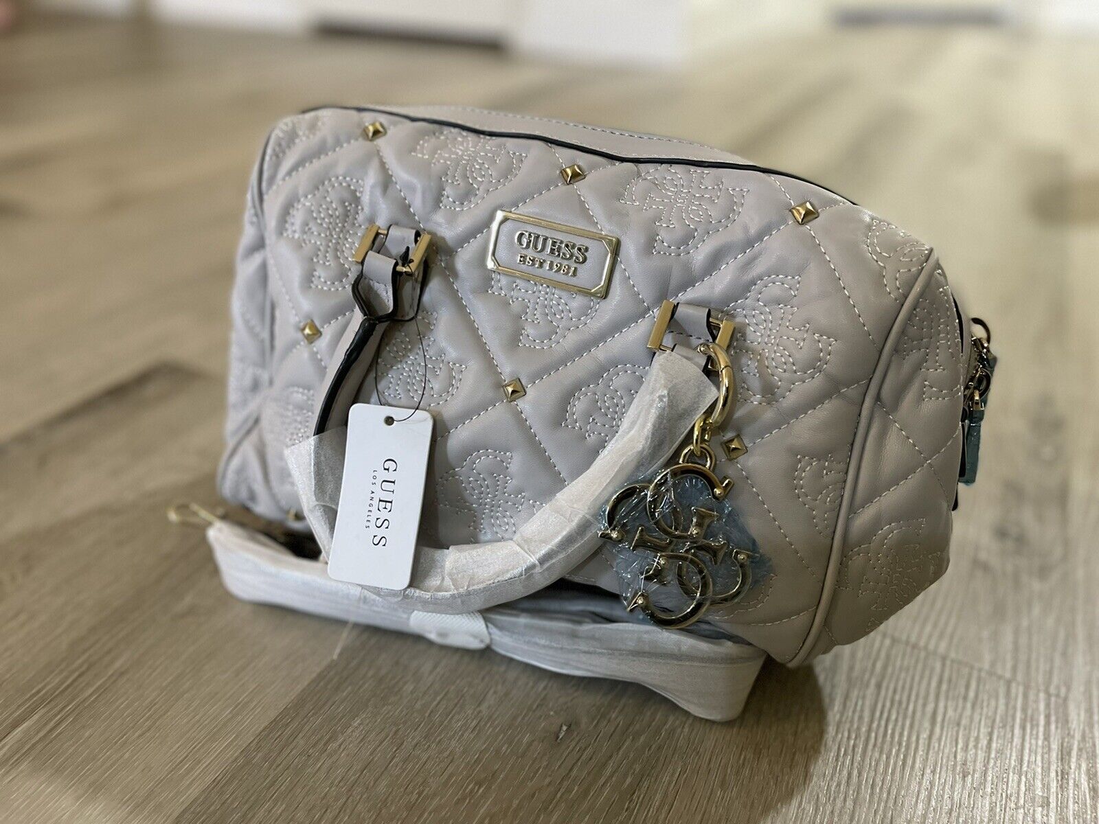 😍GUESS EST 1981 Leather Wallet Gray For Women Bag Modern Female Handbags
