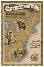 The Appalachian Trail Map, Maine to Georgia, Greenwood Lake NY - Modern Postcard