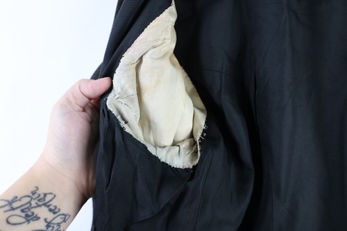Vtg 40s 50s Bespoke Mens 38R Distressed Wool Satin Trim Tuxedo Coattails Jacket - Picture 13 of 18