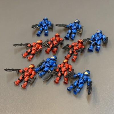 10 HALO MEGA BLOKS UNSC COBALT BLUE CQB SPARTAN MINI FIGURE 97001 &20