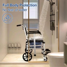 Shower Chair with Wheels Aluminum Alloy 4 in 1 Foldable Shower Wheelchair