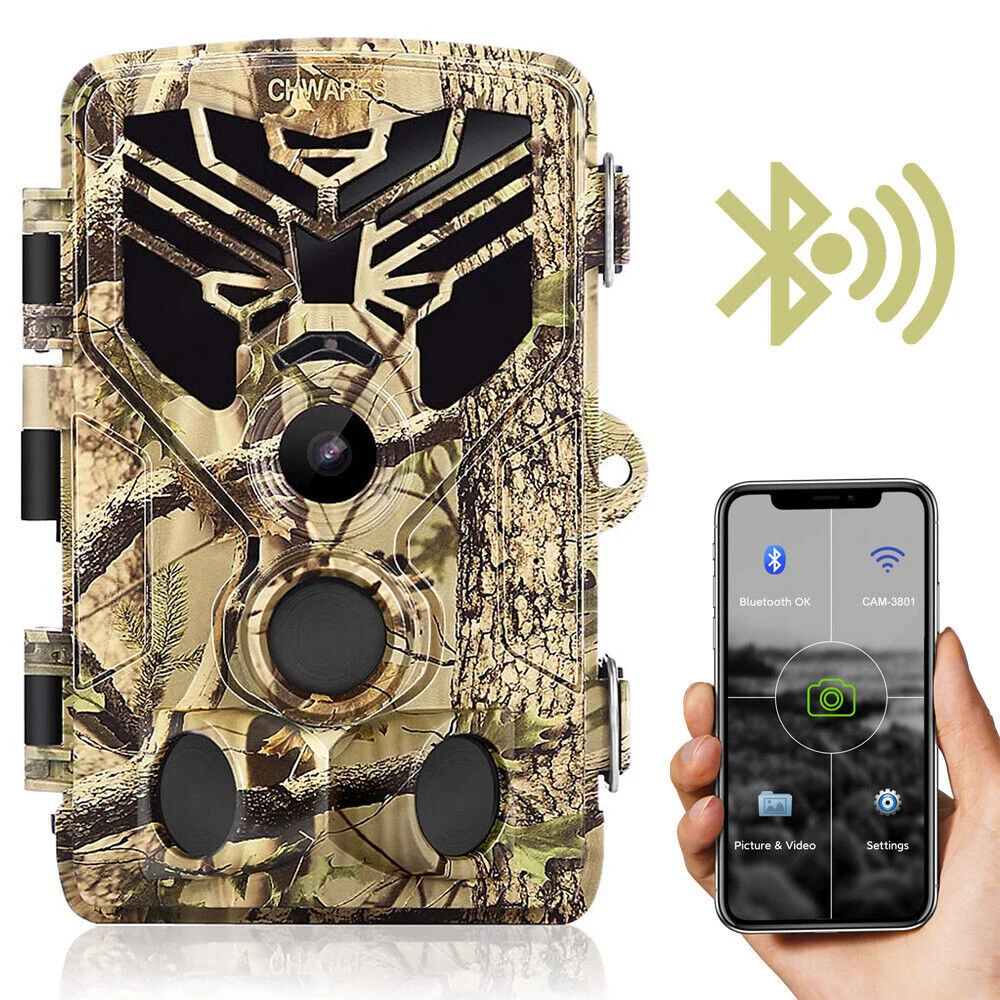 WiFi Bluetooth Trail Camera 24MP 1296P Hunting Game Cam Wildlife