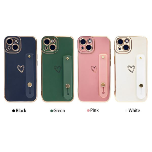 iPhone 15 Pro Max Heart Embrace TPU Case with Stand - Black/Green/White/Pink. - Picture 7 of 10