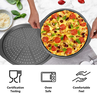 Nonstick Pizza Pan with Holes 13'' Round Tray Kitchen Bakeware Sheet Oven Baking