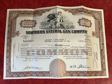 NORTHERN NATURAL GAS COMPANY STOCK CERTIFICATE predecessor to ENRON 1970