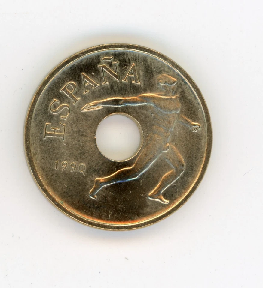 Spain - España 25 Pesetas 1990 KM 850 from mint roll UNC  - Image 2 of 3
