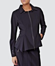 Rrp £375 Ivan Grundahl 10-12 Uk/36 Eu Black Asymmetric Zipped Tailored Jacket