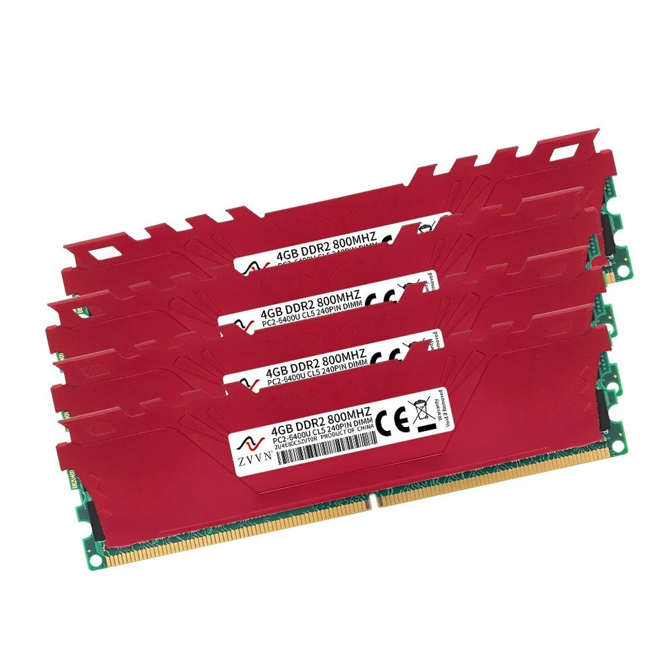 16GB Kit 4x 4GB DDR2 800MHz PC2-6400U 240Pin CL5 intel Desktop Memory ZVVN Red - Image 3 of 4