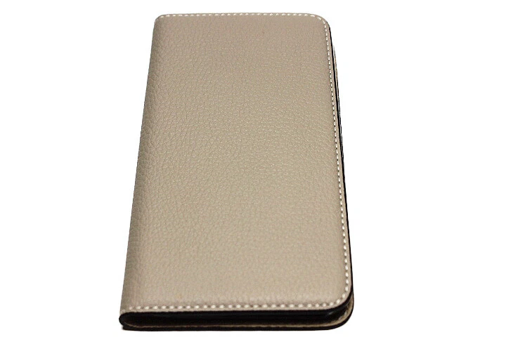 Lorna Passoni German Shrunken Calf Leather Folio Case iPhone X Cover Light Gray