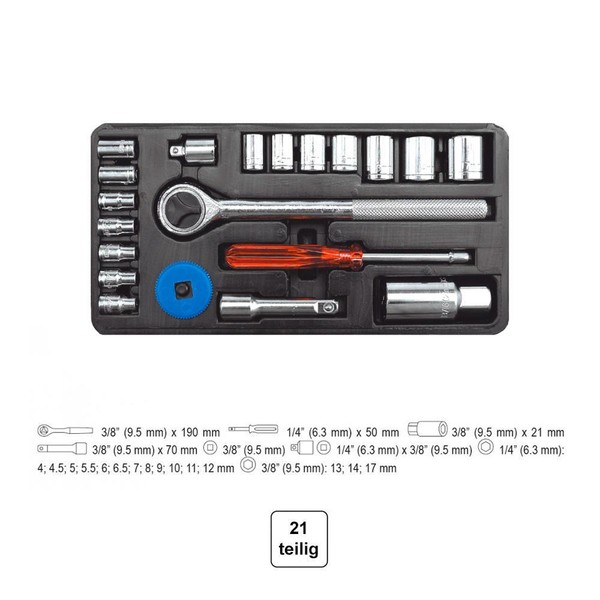 "SteckschlüSsel-Satz 20-Teilig Knarrenkasten 3/8\" Stecksatz Crv 50BV30"-image
