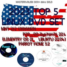 TOP 5 LINUX DISTOS 5 DVD SET 2023  MINT21.2, UBUNTU 22.04.1, POP OS 22.04 USA  