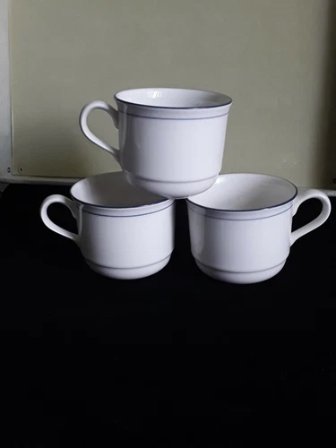 Lenox Chinastone Blue Pinstripes 2-3/4" Set of 3 Flat Cups **** NO SAUCERS ***