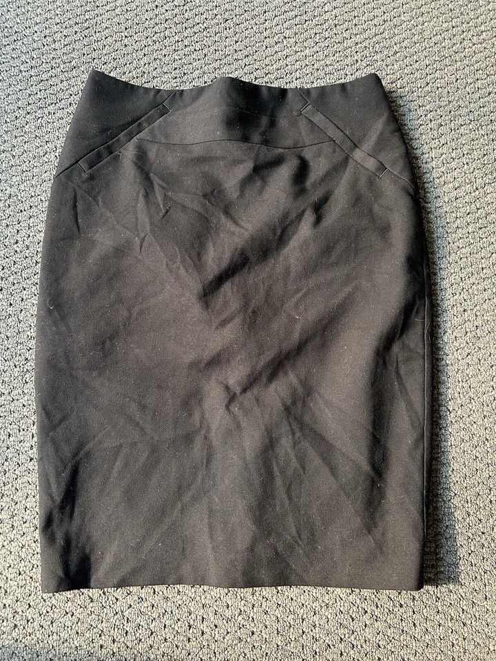 Cue Skirt Black Size 8 Women’s Midi Length Pockets Bubble Skirt