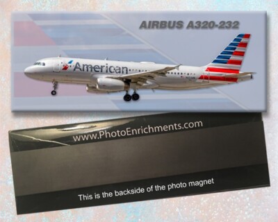 American Airlines Airbus A320-232 Handmade 2'' x 5'' Fridge Magnet (PMT1802)