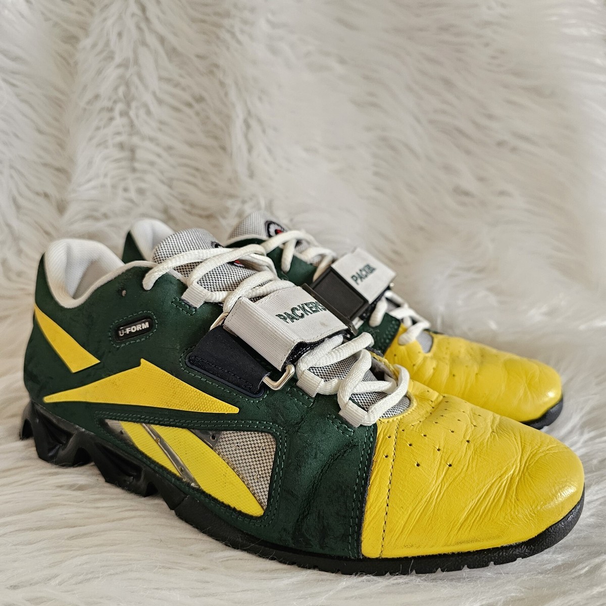 Reebok Crossfit U-form Shoe Mens Yellow Green Packers Lift Gym Fitness
