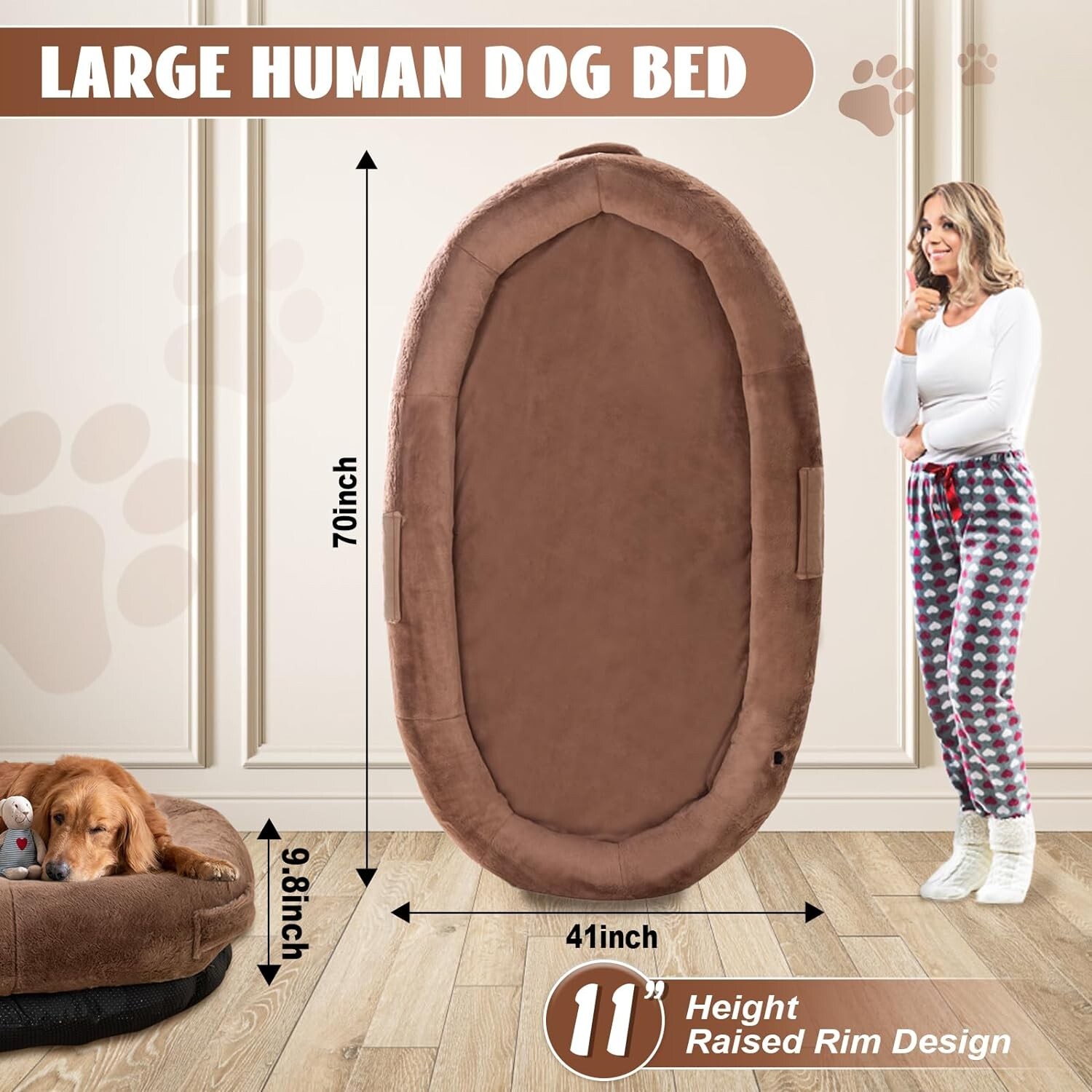 Human Dog Bed 70"x41"x9.8" Giant Dog Beds, Inflatable Dog Bed