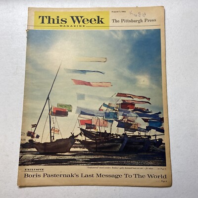 THIS WEEK Magazine - August 7, 1960 - Boris Pasternak,  Bombay Boats
