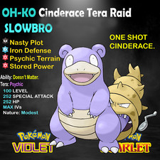 Pokemon Scarlet and Violet   6IV SHINY SLOWBRO  Cinderace Raid Ready