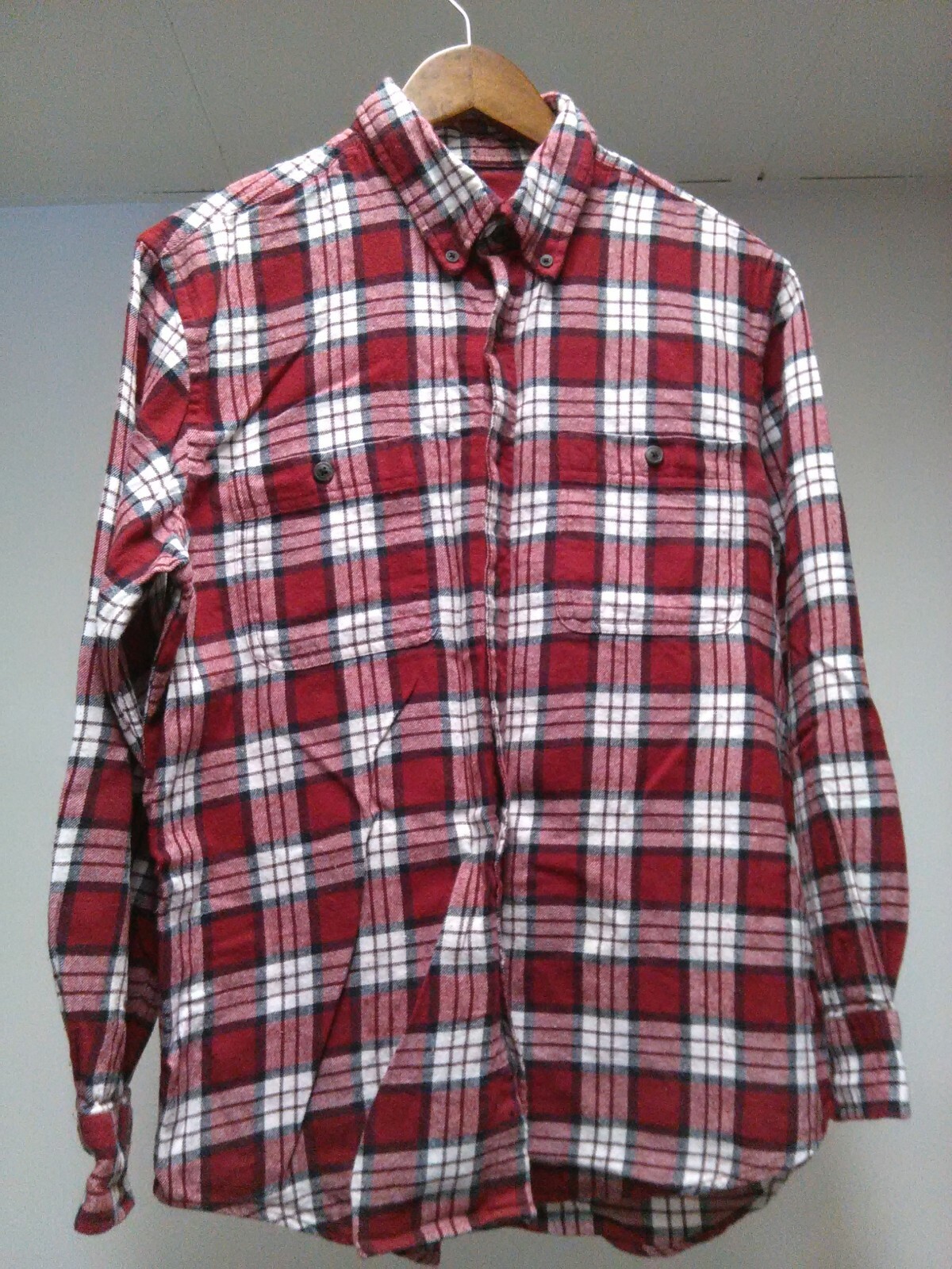 Warm BASIC EDITIONS Red White Black Plaid FLANNEL… - image 1