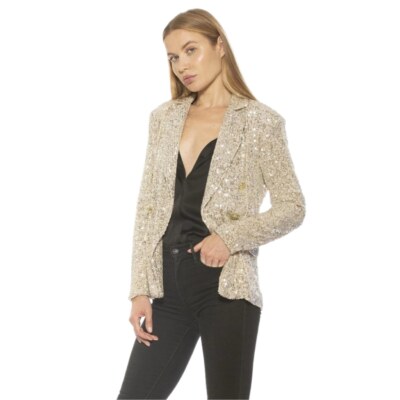 NWOT Alexia Admor Size 6 Abbie Blazer Gold Sequins