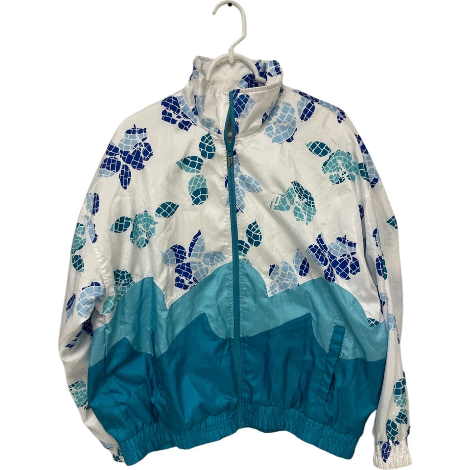 Prince 2 Pcs Set Tracksuit Tennis Jacket Pants Blue Floral L Full Zip Vintage - Image 3 of 4