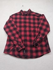 Eddie Bauer Relaxed Fit Flannel Gray Red Plaid Shirt Button-Down Men's Size XL