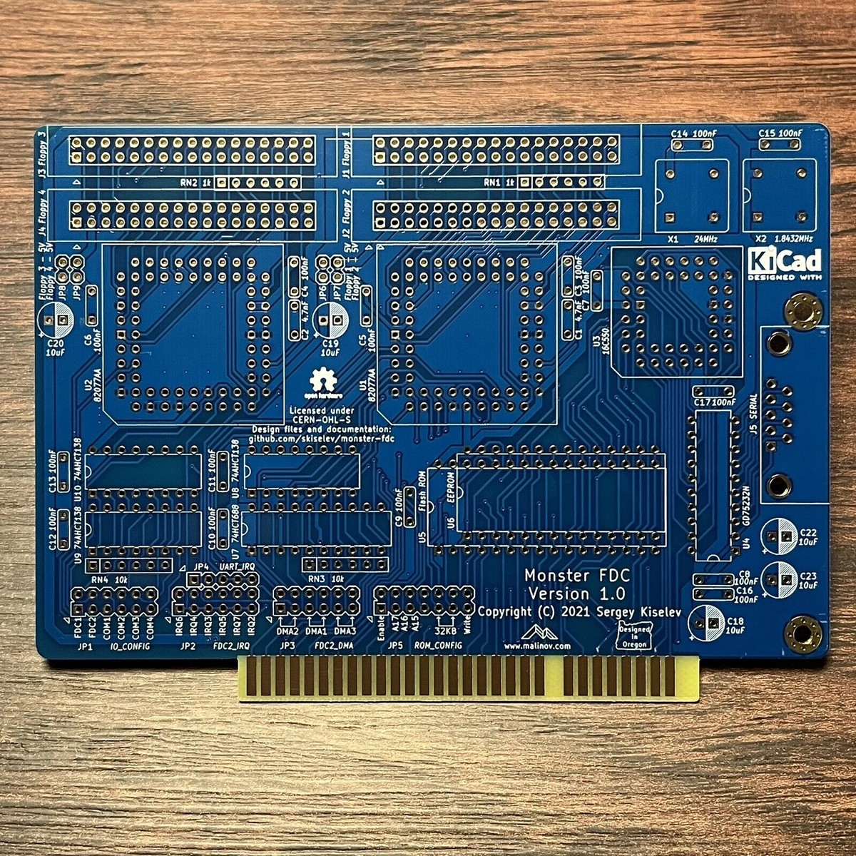 Monster ISA FDC Floppy Disk Controller Card By Sergey Kiselev PCB
