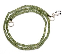 Natural Gem Green Sapphire Faceted 2.5 to 3.5mm Rondelle Beads Necklace 17.5"