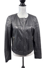 MNG Mango Jacket Womens M Crop Sheep Leather Soft Edgy Bomber Moto Grunge Rocker