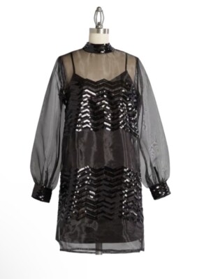 modcloth sequin dress Modcloth Sheer Sequin Overlay Dress Size Small NWT Prom