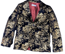Yuan Lu Boys Black Gold Velvet Blazer Party Wedding Formal Size 10