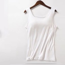 Womens Tank Tops Wide Strap Camisole With Built in Padded Bra Sports Vest Cami