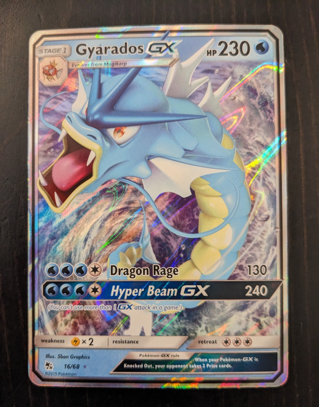 2019 POKEMON HIDDEN FATES GYARADOS GX 16/68