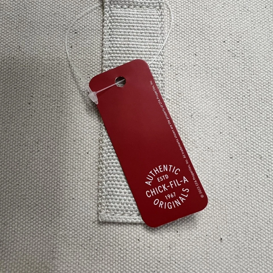 Bolso de Mano Chick-fil-A Salsa Rojo Blanco Lona Vinilo Parte Inferior Hombro Forrado Foto 3 de 4