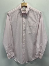 Brooks Brothers Shirt Mens Small Pink Seersucker Button Down Long Sleeve Milano