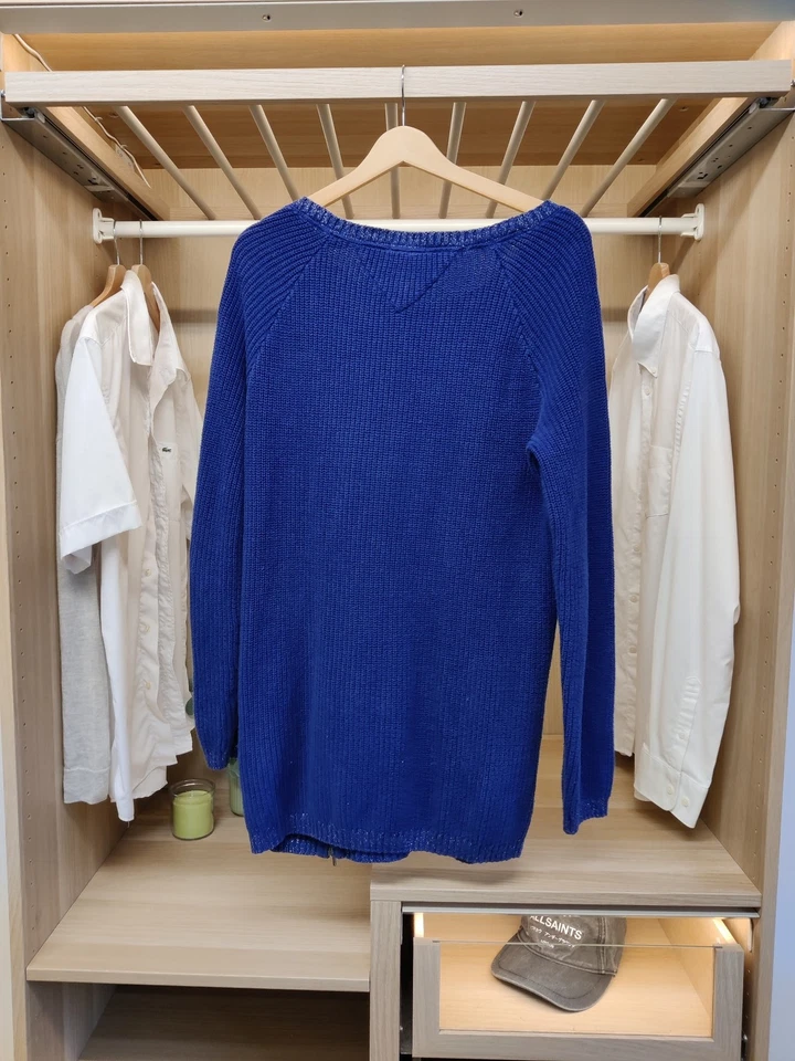 HILFIGER DENIM BLUE JUMPER XLARGE WOMENS CHUNKY CABLE KNIT SWEATER PULLOVER TOP — 第 3/4 张图片