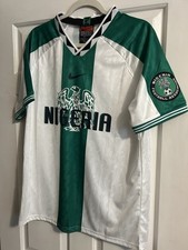 Nigeria Soccer Plain Retro Green And White Home Jersey Adult Size Large