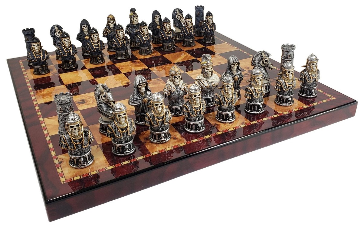 チャレンジセット 11枚入り Medieval Times Skull Busts Gothic Fantasy Chess Set with 18