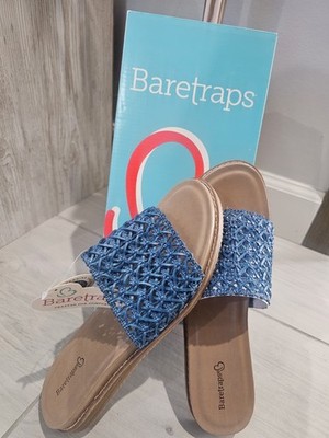 Baretraps Womens Woven Comfort Blue Slides Sandals Size 8 New
