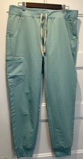 Figs Scrub Pants Women's L Teal Cuffed Ankles, Technical Collection joggers