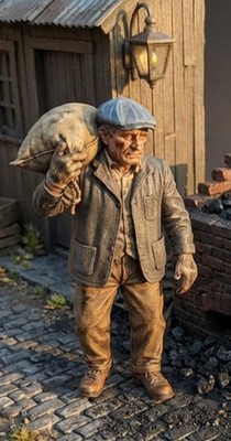 MODELLEISENBAHN EISENBAHN ZUG KOHLEARBEITER FIGUR MASSSTAB G NAGELNEU IN TASCHE