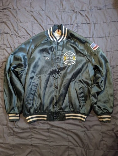 Vintage West Ark Satin Bomber Jacket 2XL Fire Dept East Farmingdale 235 USA - product listing photo