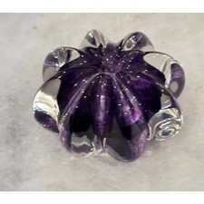 Volcano Garden Arts Ira Draper Hawaii Hand Blown Purple Glass Paperweight Signed