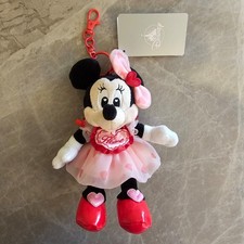 Disney Store Minnie Mouse Plush Keychain Stuffed Toy Badge Size New