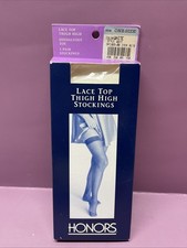 Vintage Honors Hosiery Lace Top Thigh High Stockings  One Size White