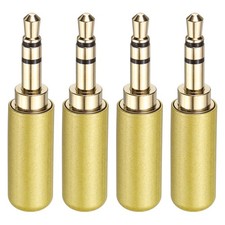 4 Pcs 1/8" TRS Stereo Male Plug 3.5mm 3 Pole Solder Jack Connector Orange