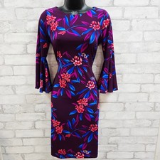 Calvin Klein Purple Floral Bell Sleeve Sheath Dress Size 2
